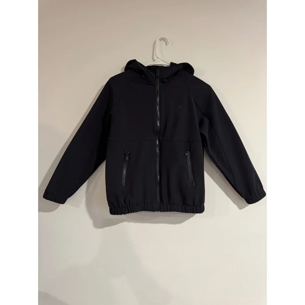 Zara Boys Black Hooded Raincoat Soft Shell Jacket 9 10 Fleece‎ Lined Techwear